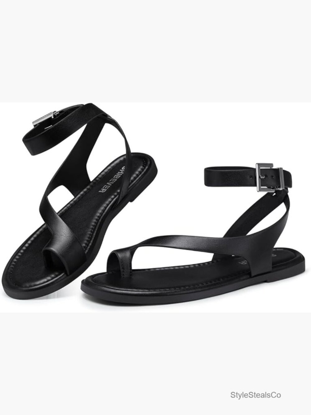 Strappy Flat Sandals with Toe Loop & Ankle Strap - Comfortable Summer Walking